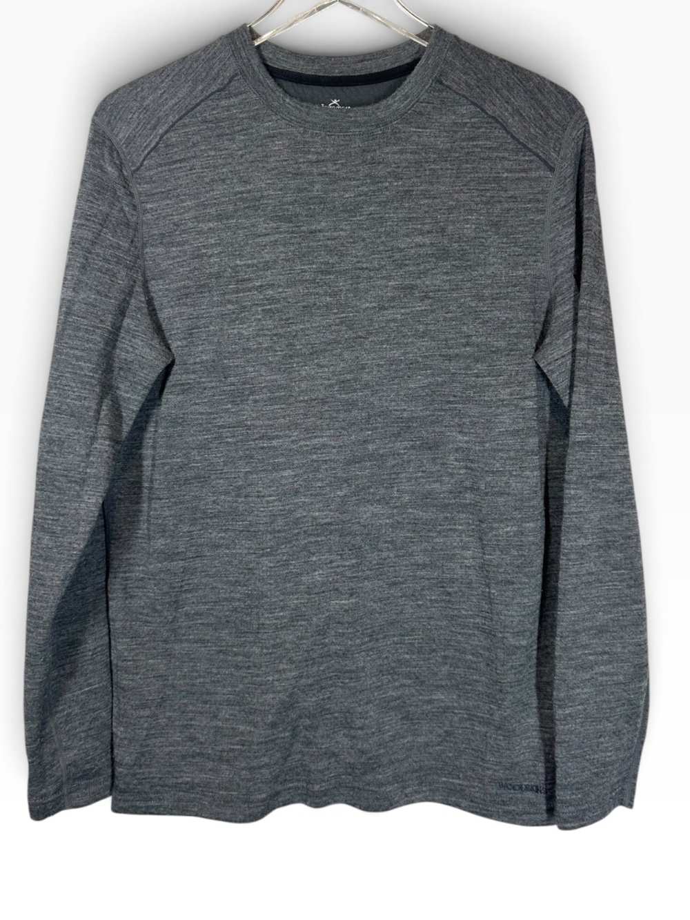 TERRAMAR Men's Medium Grey Merino Wool Skins Base Layer Long Sleeve Crewneck Top